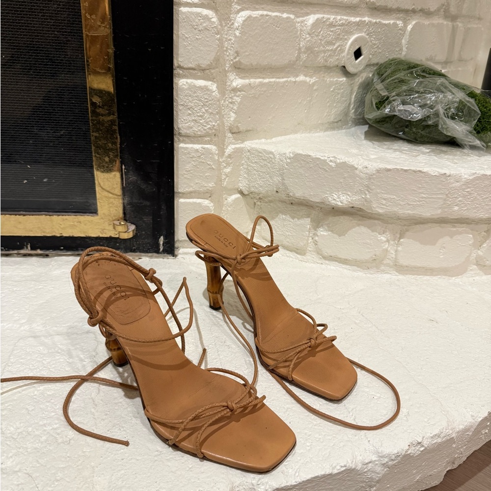 Gucci tom ford strapped bamboo heels